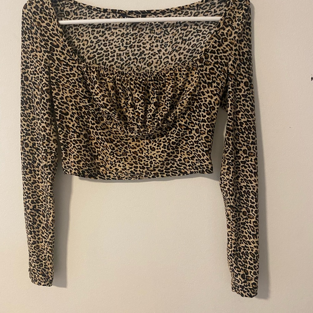 SHEIN Ruched Bust Leopard Top - Picture 2 of 3
